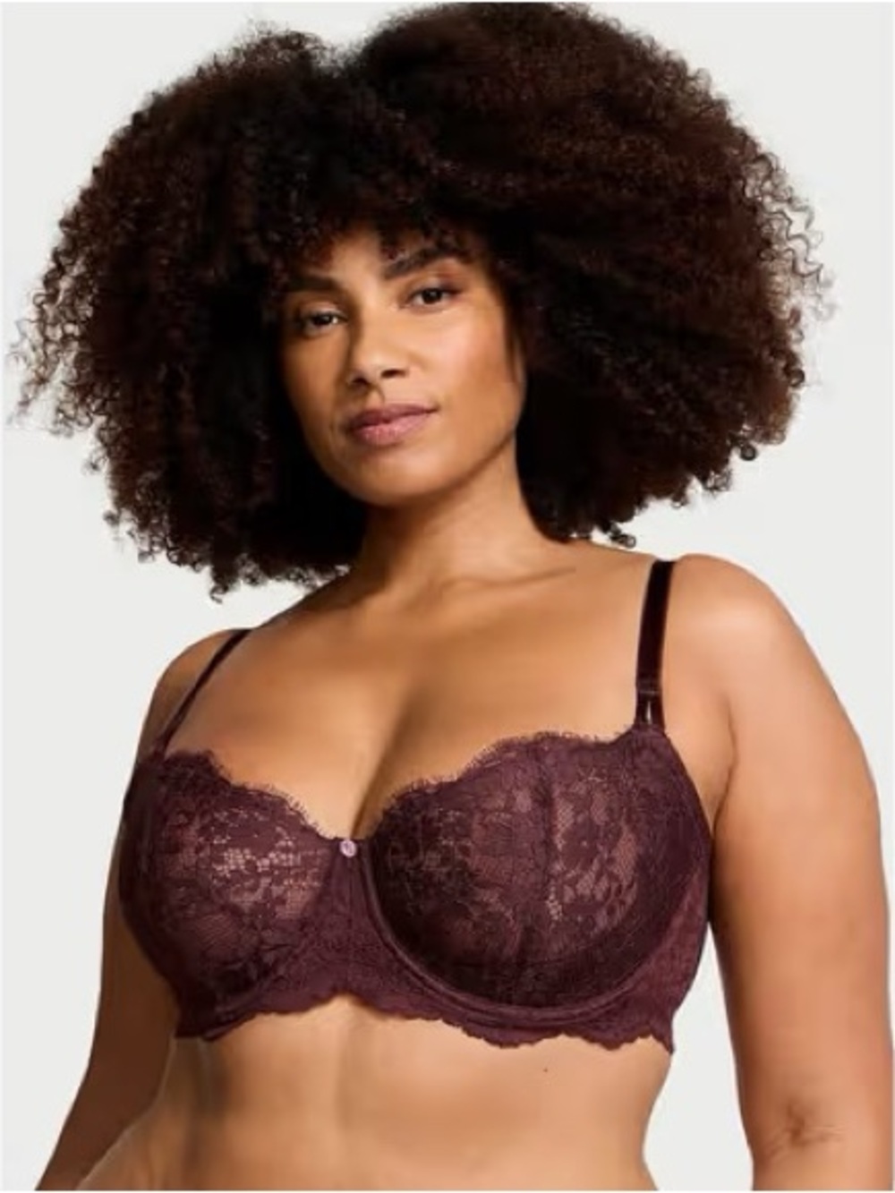 Victoria's Secret Wicked Unlined Balconette Lace Bra in Burgundy Brown 38DDD